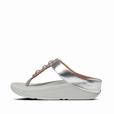 Fitflop Fino Sparkle Toe-Post Sandalen Dames Zilver Nederland-91037